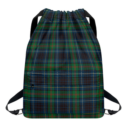 Blue And Green Tartan Pattern Print Drawstring Backpack