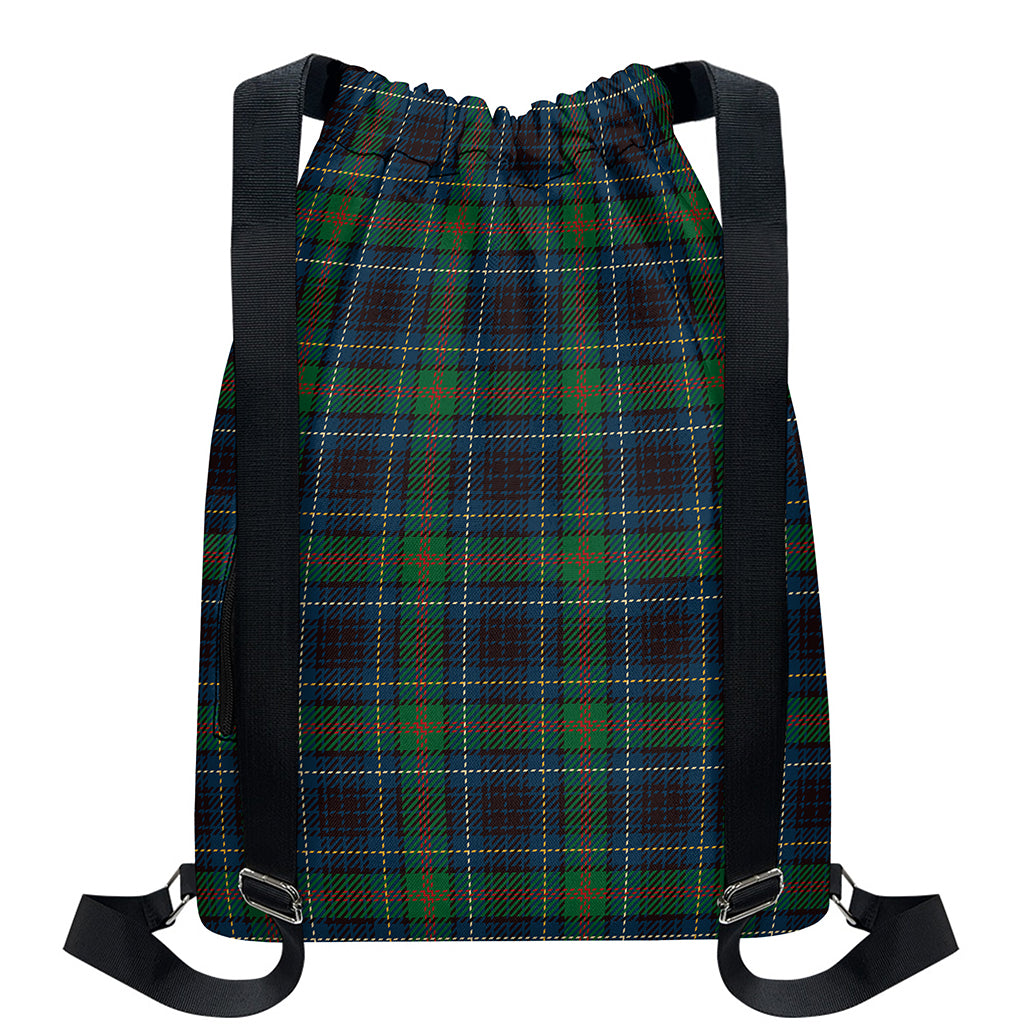 Blue And Green Tartan Pattern Print Drawstring Backpack