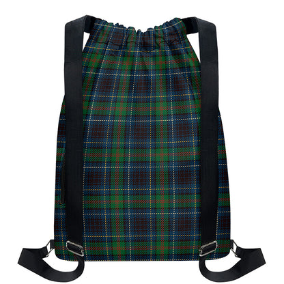 Blue And Green Tartan Pattern Print Drawstring Backpack