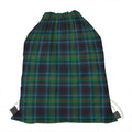 Blue And Green Tartan Pattern Print Drawstring Bag