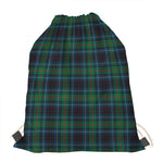Blue And Green Tartan Pattern Print Drawstring Bag