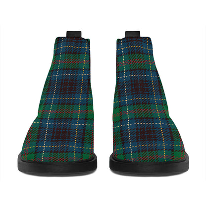 Blue And Green Tartan Pattern Print Flat Ankle Boots