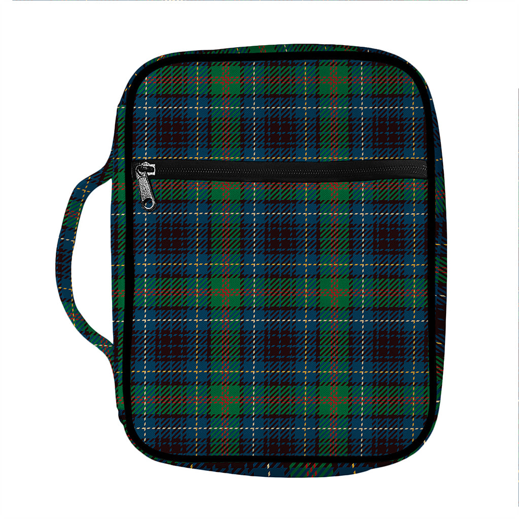 Blue And Green Tartan Pattern Print Front Pocket Bible Bag