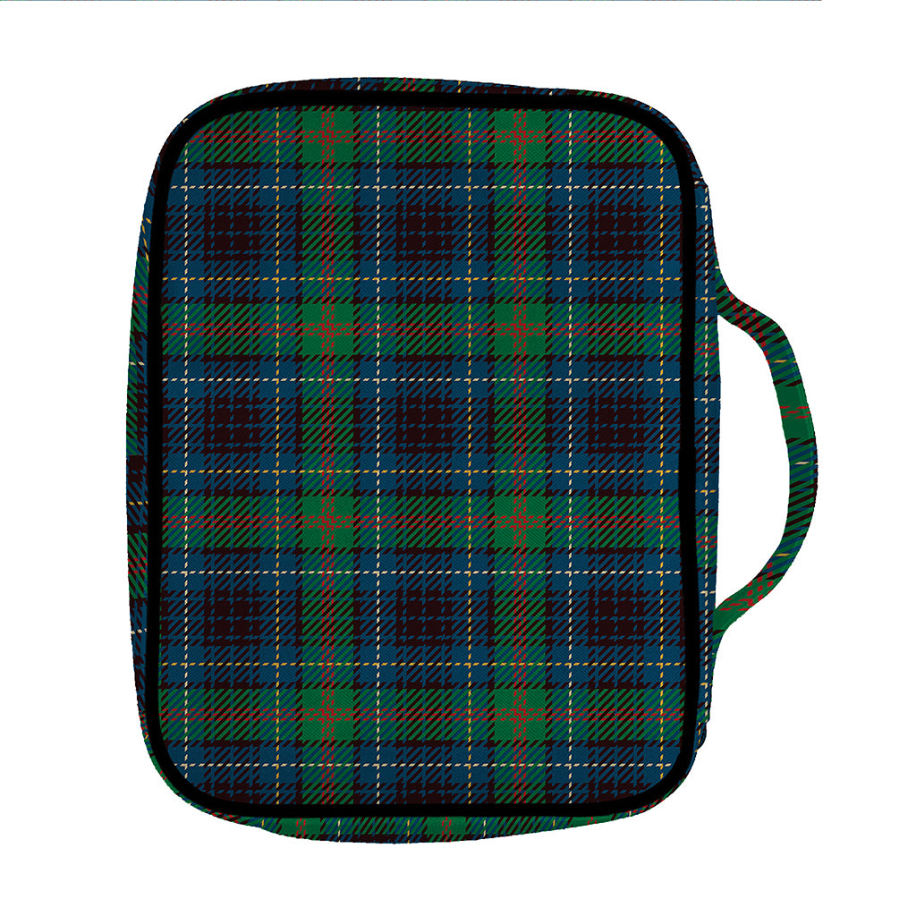 Blue And Green Tartan Pattern Print Front Pocket Bible Bag