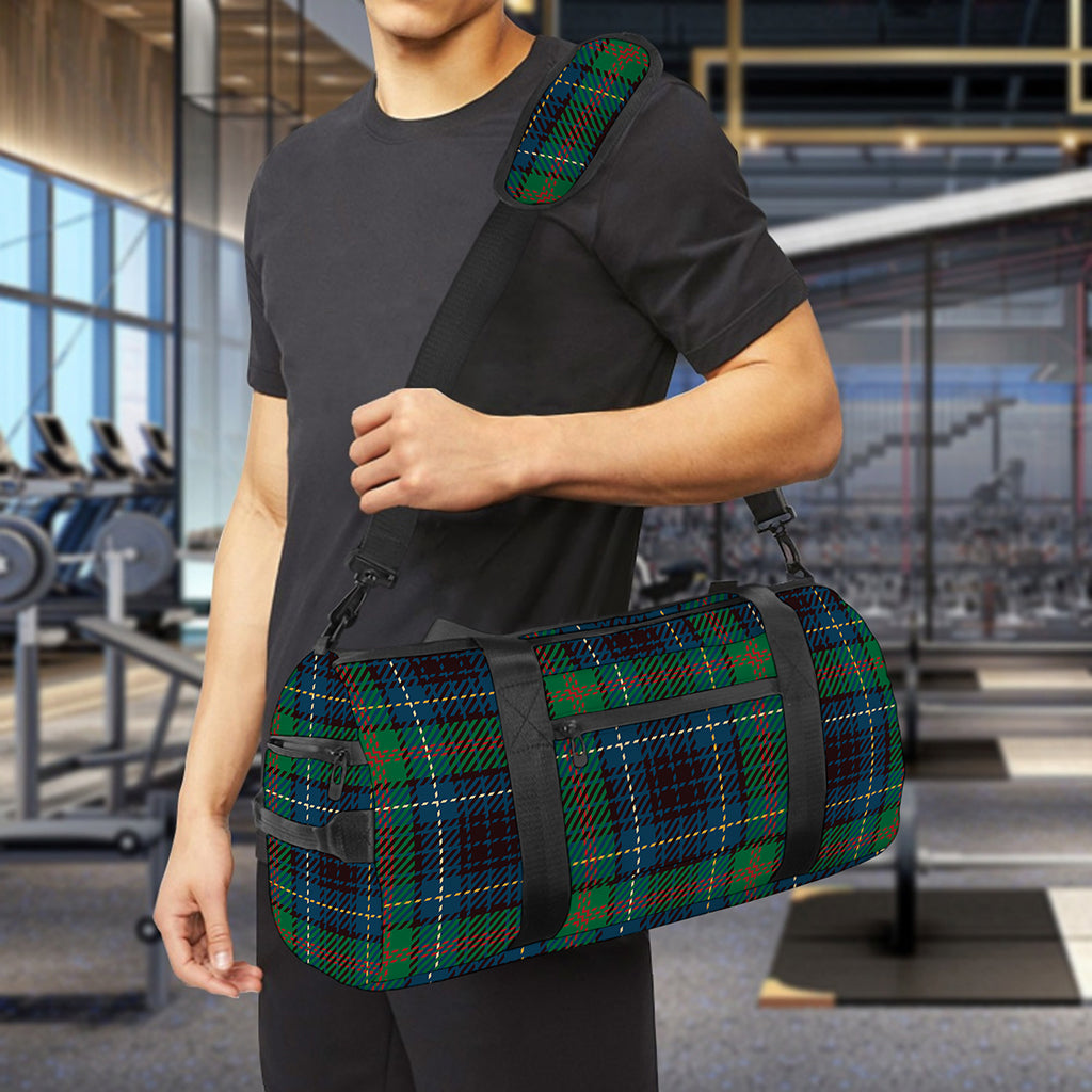 Blue And Green Tartan Pattern Print Gym Bag