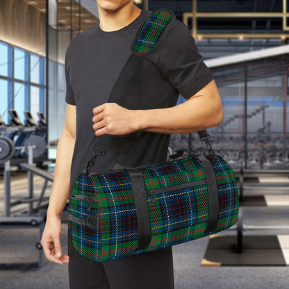 Blue And Green Tartan Pattern Print Gym Bag