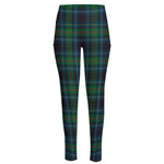Blue And Green Tartan Pattern Print High-Waisted Pocket Leggings