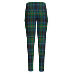 Blue And Green Tartan Pattern Print High-Waisted Pocket Leggings