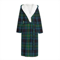 Blue And Green Tartan Pattern Print Hooded Bathrobe