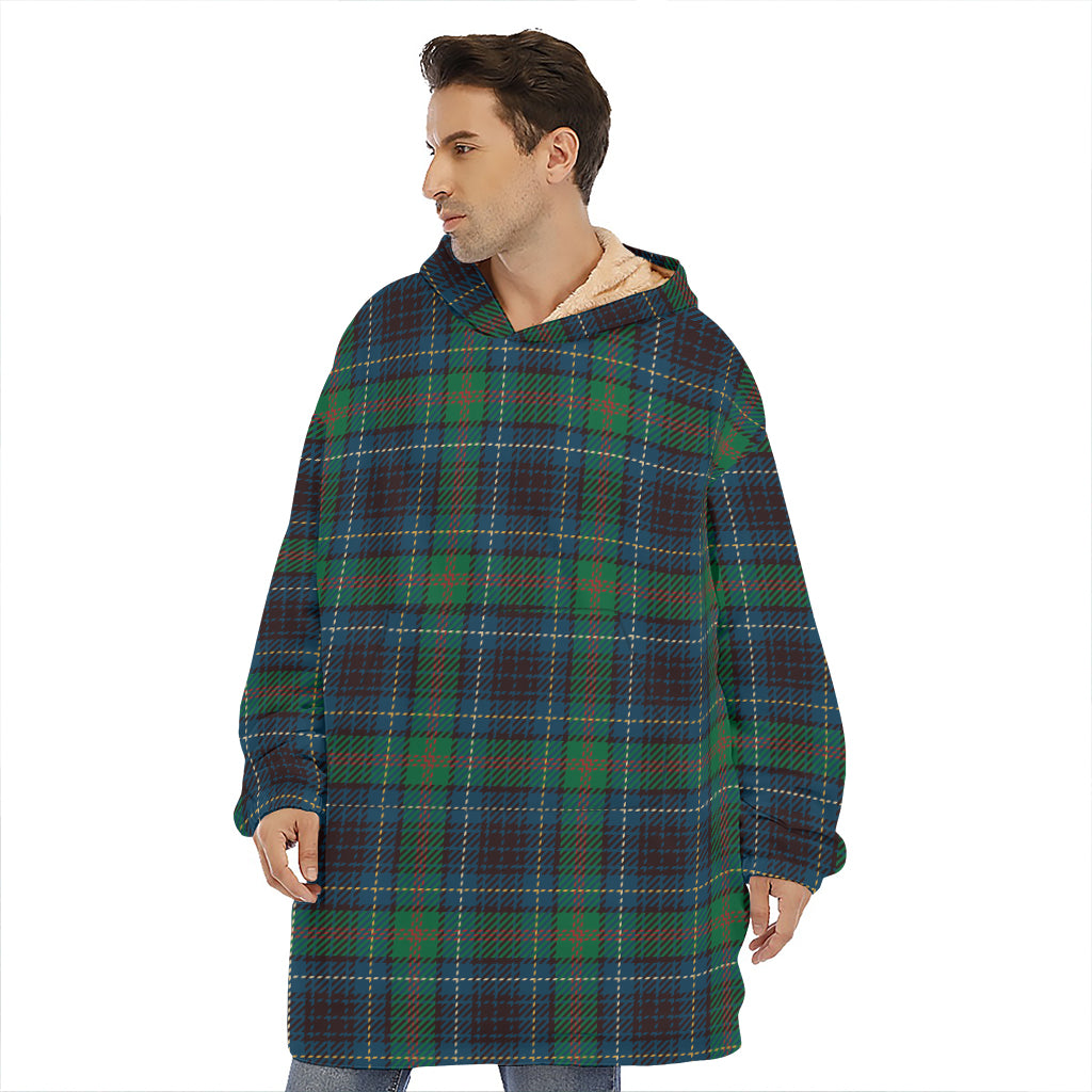 Blue And Green Tartan Pattern Print Hoodie Blanket