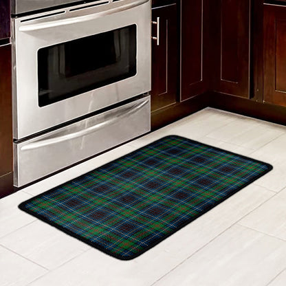 Blue And Green Tartan Pattern Print Kitchen Mat