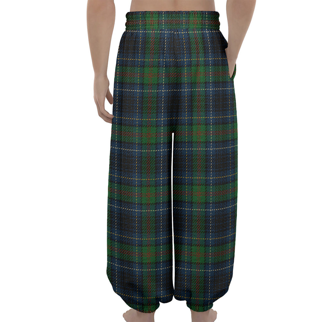 Blue And Green Tartan Pattern Print Lantern Pants