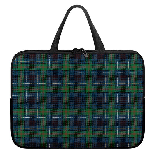 Blue And Green Tartan Pattern Print Laptop Sleeve With Handle