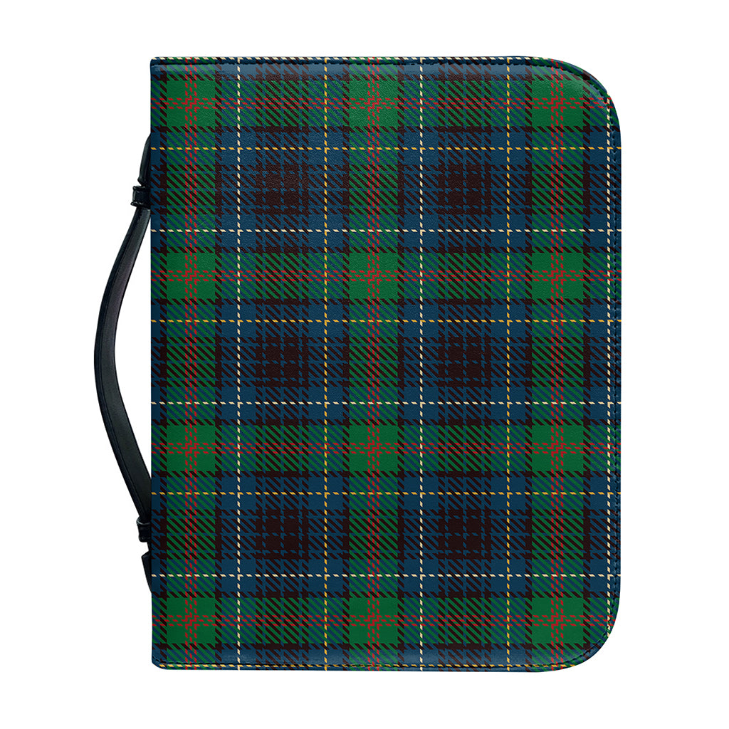 Blue And Green Tartan Pattern Print Leather Bible Cover