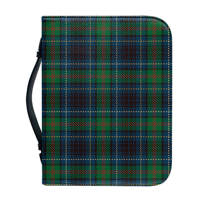 Blue And Green Tartan Pattern Print Leather Bible Cover