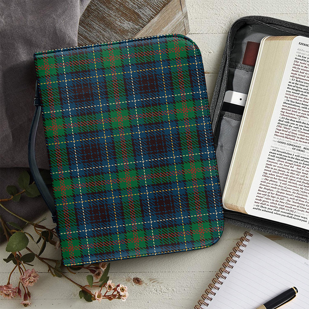 Blue And Green Tartan Pattern Print Leather Bible Cover
