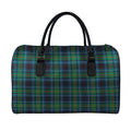Blue And Green Tartan Pattern Print Leather Duffel Bag
