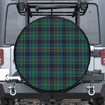Blue And Green Tartan Pattern Print Leather Spare Tire Cover