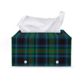 Blue And Green Tartan Pattern Print Leather Tissue Box Cover