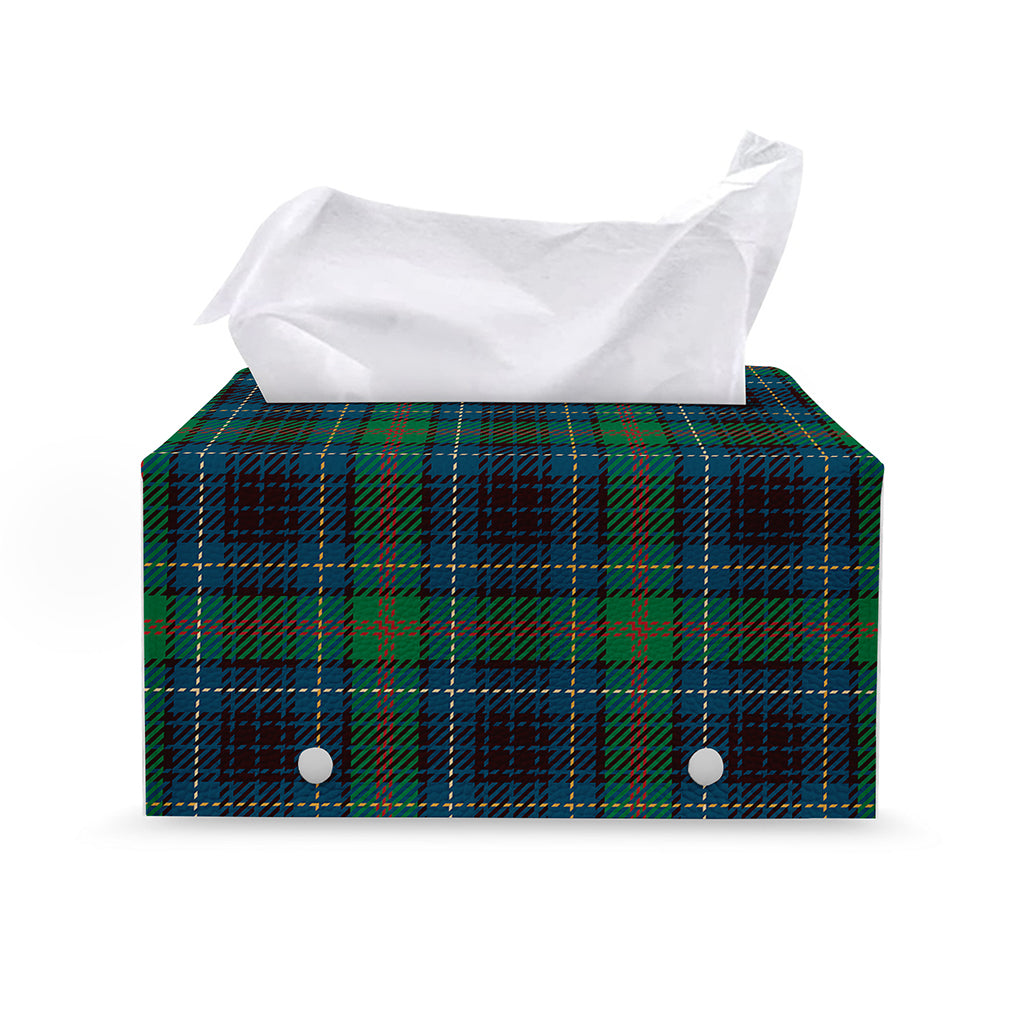 Blue And Green Tartan Pattern Print Leather Tissue Box Cover