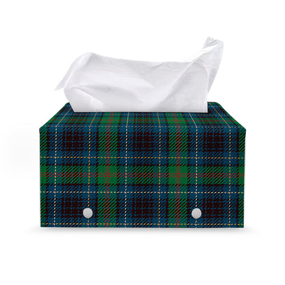Blue And Green Tartan Pattern Print Leather Tissue Box Cover