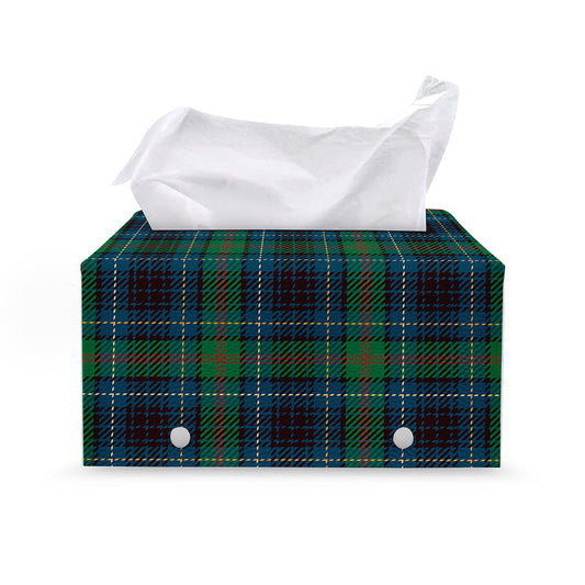 Blue And Green Tartan Pattern Print Leather Tissue Box Cover
