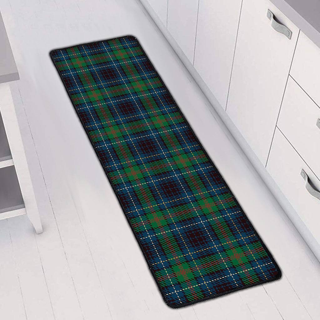 Blue And Green Tartan Pattern Print Long Kitchen Mat