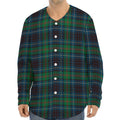 Blue And Green Tartan Pattern Print Long Sleeve Baseball Jersey