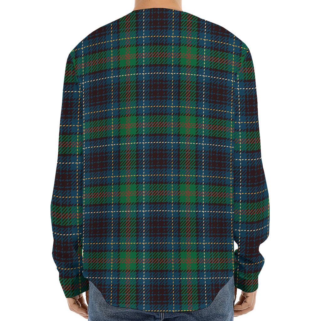 Blue And Green Tartan Pattern Print Long Sleeve Baseball Jersey