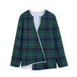 Blue And Green Tartan Pattern Print Long Sleeve Short Coat