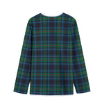 Blue And Green Tartan Pattern Print Long Sleeve Short Coat