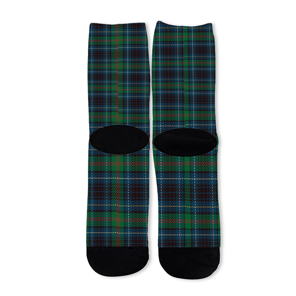 Blue And Green Tartan Pattern Print Long Socks