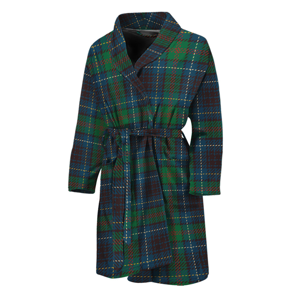 Blue And Green Tartan Pattern Print Men's Bathrobe
