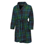 Blue And Green Tartan Pattern Print Men's Bathrobe