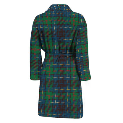 Blue And Green Tartan Pattern Print Men's Bathrobe