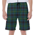 Blue And Green Tartan Pattern Print Men's Beach Shorts