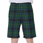 Blue And Green Tartan Pattern Print Men's Beach Shorts
