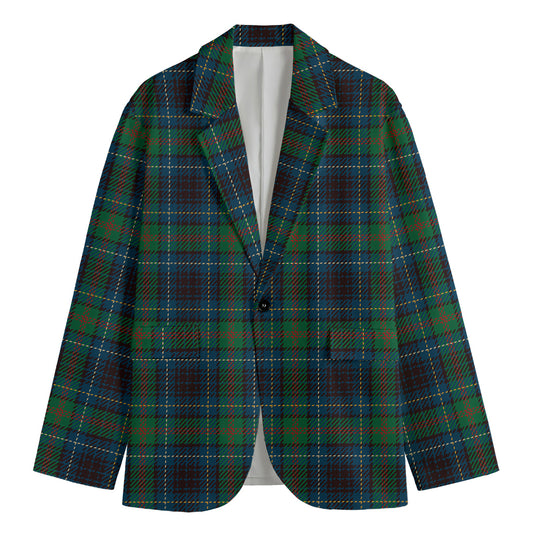 Blue And Green Tartan Pattern Print Men's Blazer
