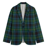 Blue And Green Tartan Pattern Print Men's Blazer