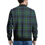 Blue And Green Tartan Pattern Print Men's Bomber Jacket