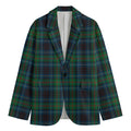 Blue And Green Tartan Pattern Print Men's Cotton Blazer