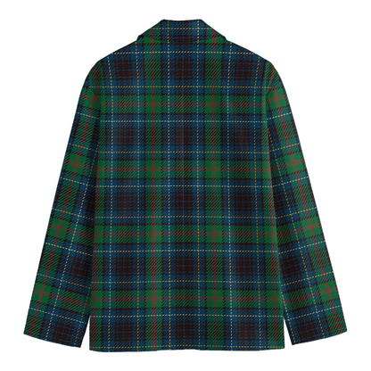 Blue And Green Tartan Pattern Print Men's Cotton Blazer