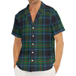 Blue And Green Tartan Pattern Print Men's Deep V-Neck Shirt