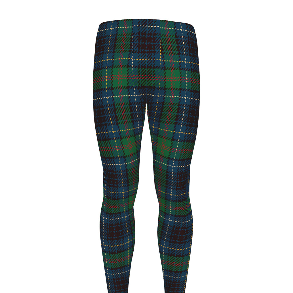 Blue And Green Tartan Pattern Print Men's leggings