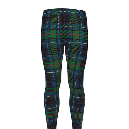 Blue And Green Tartan Pattern Print Men's leggings