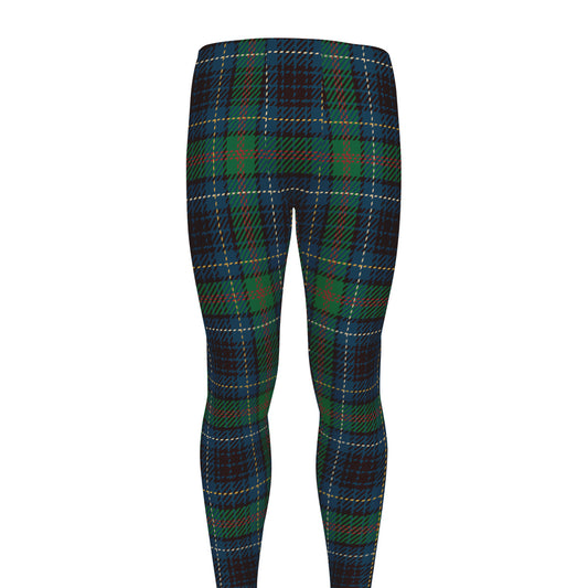 Blue And Green Tartan Pattern Print Men's leggings