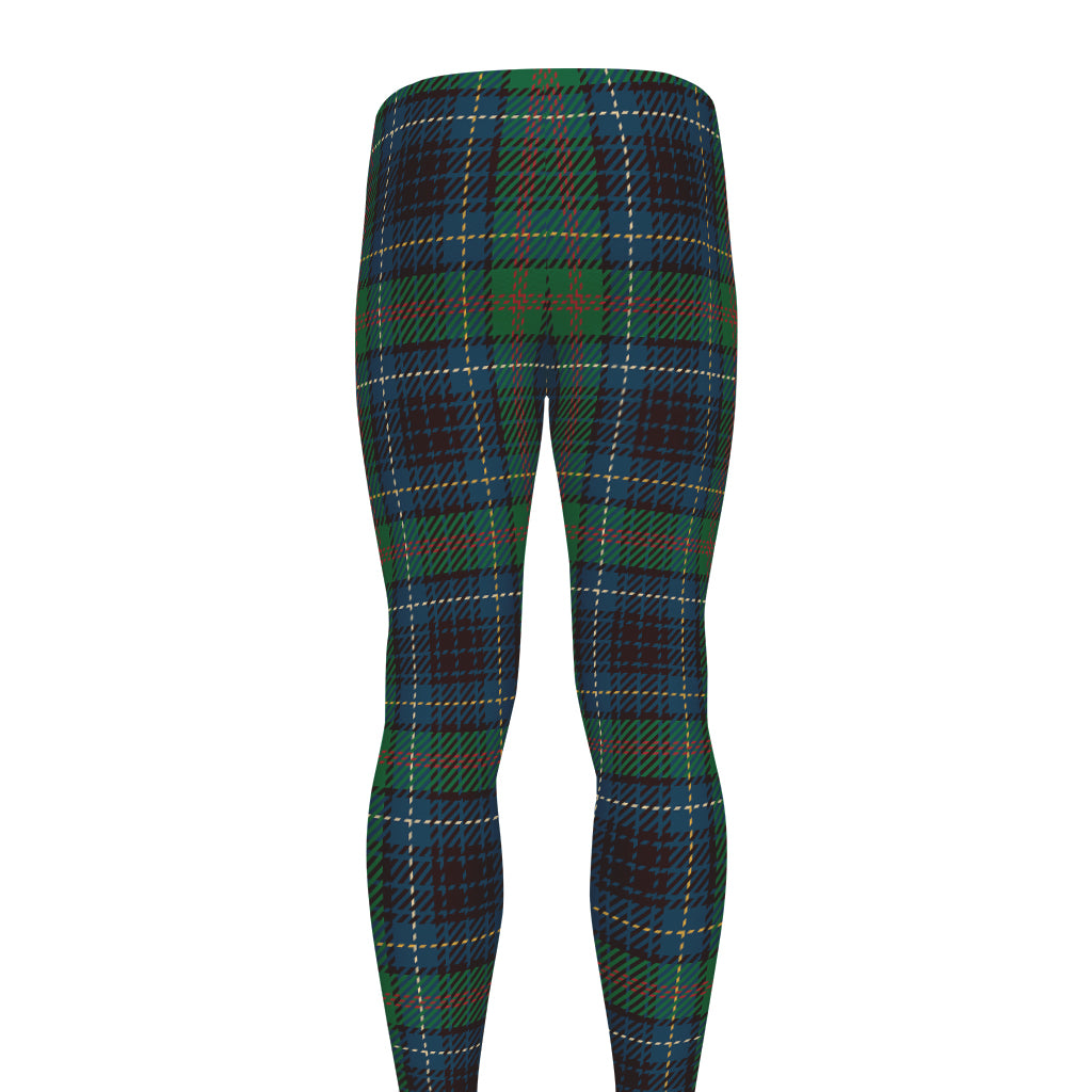 Blue And Green Tartan Pattern Print Men's leggings