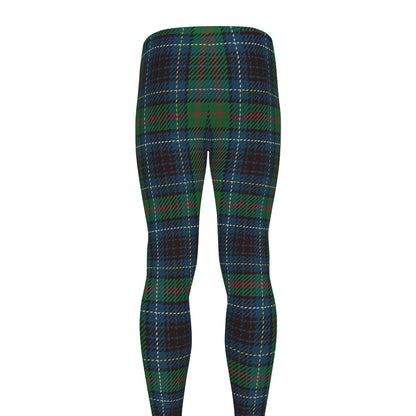 Blue And Green Tartan Pattern Print Men's leggings
