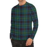 Blue And Green Tartan Pattern Print Men's Long Sleeve Rash Guard