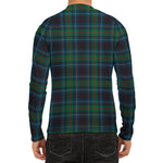 Blue And Green Tartan Pattern Print Men's Long Sleeve Rash Guard